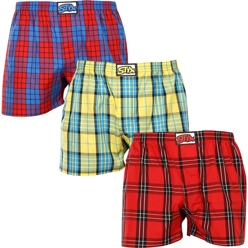 3PACK pánske trenky Styx klasická guma viacfarebné (3A10123) 43915549