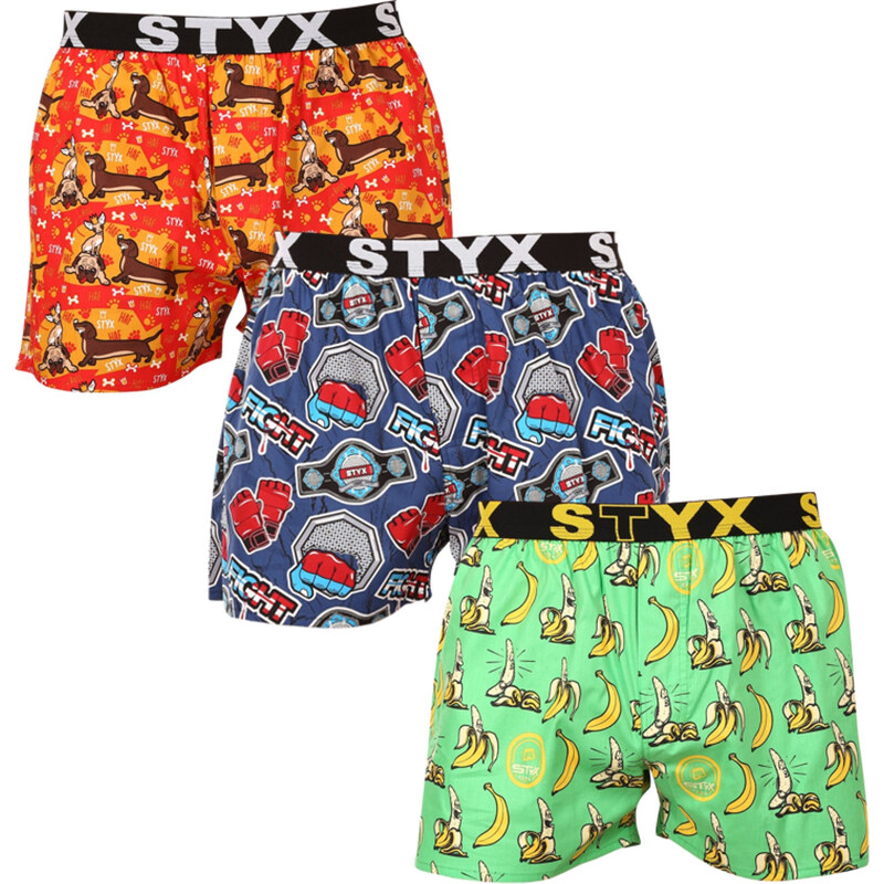 3PACK pánske trenky Styx art športová guma viacfarebné (3B13946) 45462126