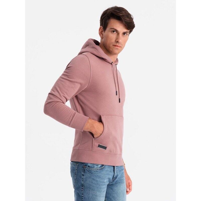 Ombre Clothing Základná tmavoružová pánska mikina V4 SSBN-0161 64194736