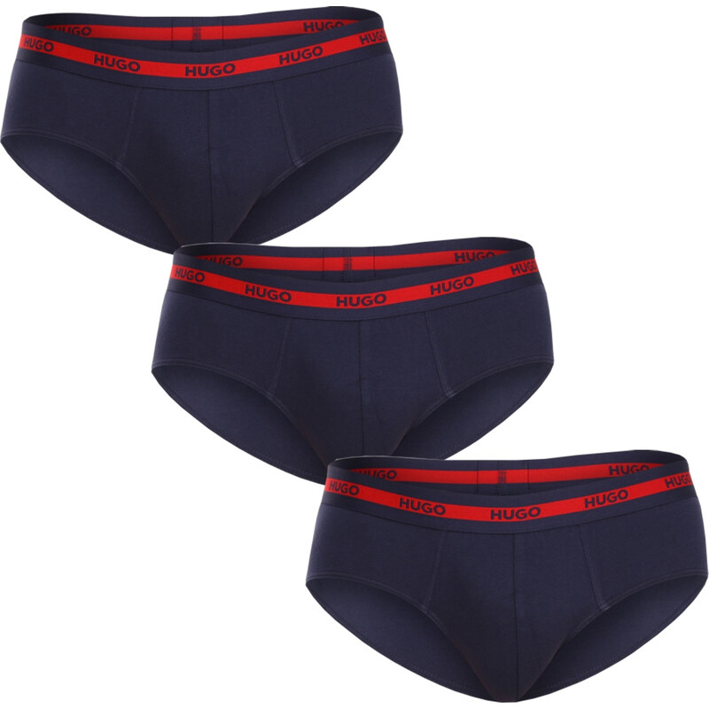 3PACK pánske slipy HUGO modré (50503100 411) 46131761