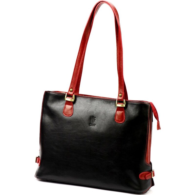 FLORENCE Dámska kožená kabelka PARIS čierna + červená 35335802