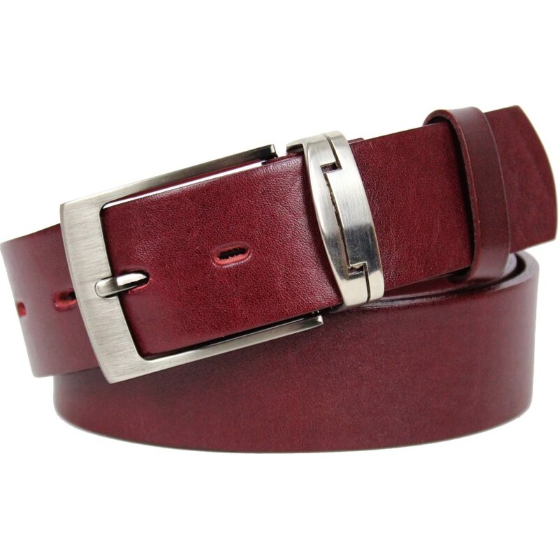 Penny Belts Pánsky kožený opasok 34-PR95 bordó 37585682