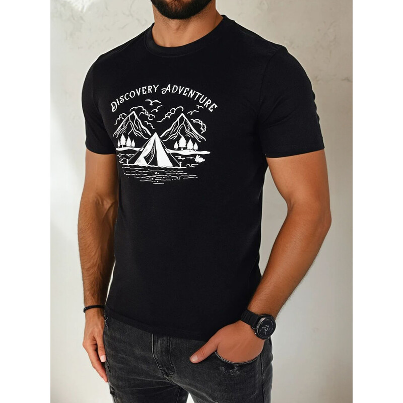 BASIC Čierne pánske tričko s potlačou ADVENTURE RX5413 50271973