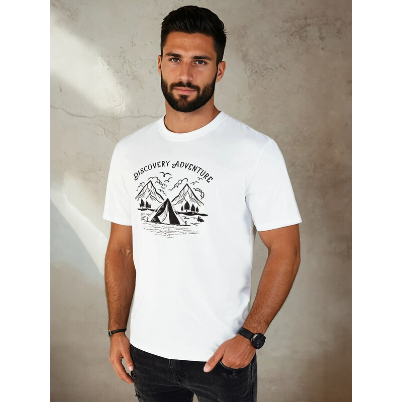 BASIC Biele pánske tričko s potlačou ADVENTURE RX5412 50271974