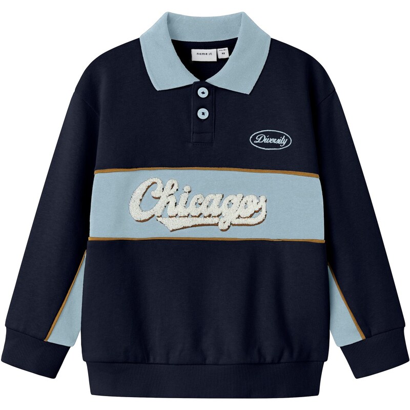 NAME IT Mikina NMMLUCAN námornícka modrá / svetlomodrá / hnedá / biela 64201484