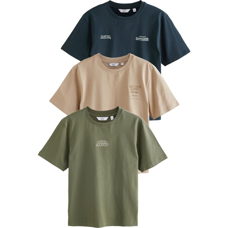 Next Tričko tmavobéžová / námornícka modrá / tmavozelená / biela 64201560