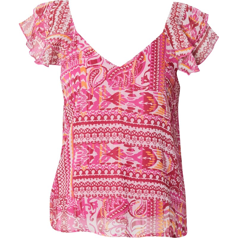 ONLY Blúzka ONLASTA karí / ružová / tmavoružová / šedobiela 64202005