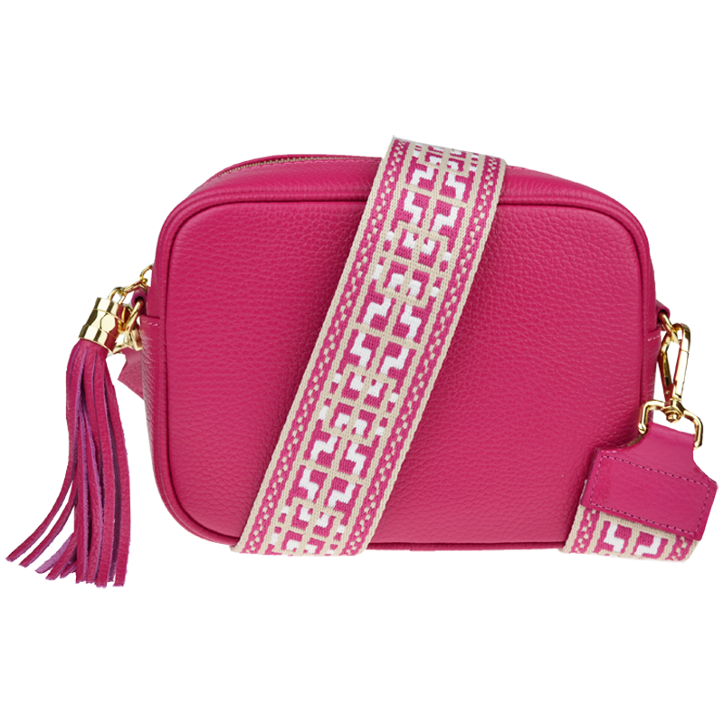 Ružová kožená talianska crossbody kabelka Bala Fuxia s prídavným 64203903