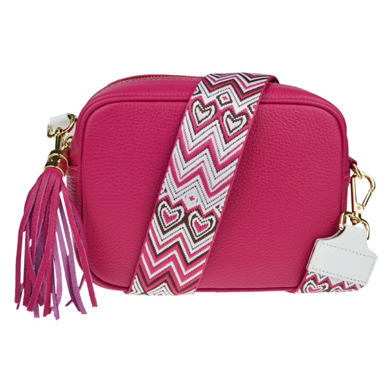 Ružová kožená talianska crossbody kabelka Bala Fuxia s prídavným 64203905