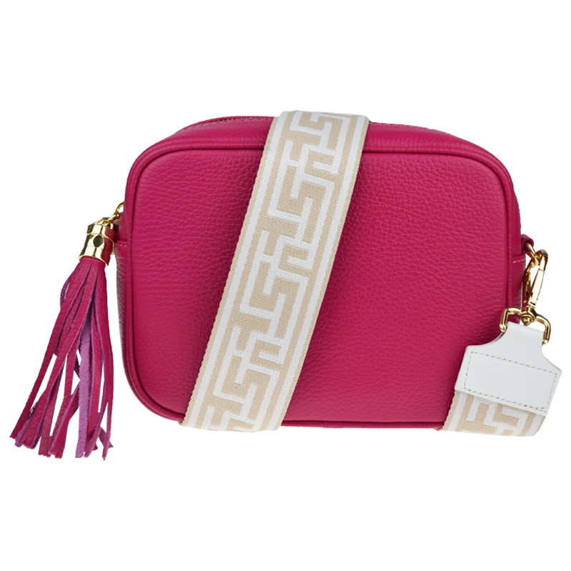Ružová kožená talianska crossbody kabelka Bala Fuxia s prídavným 64203909