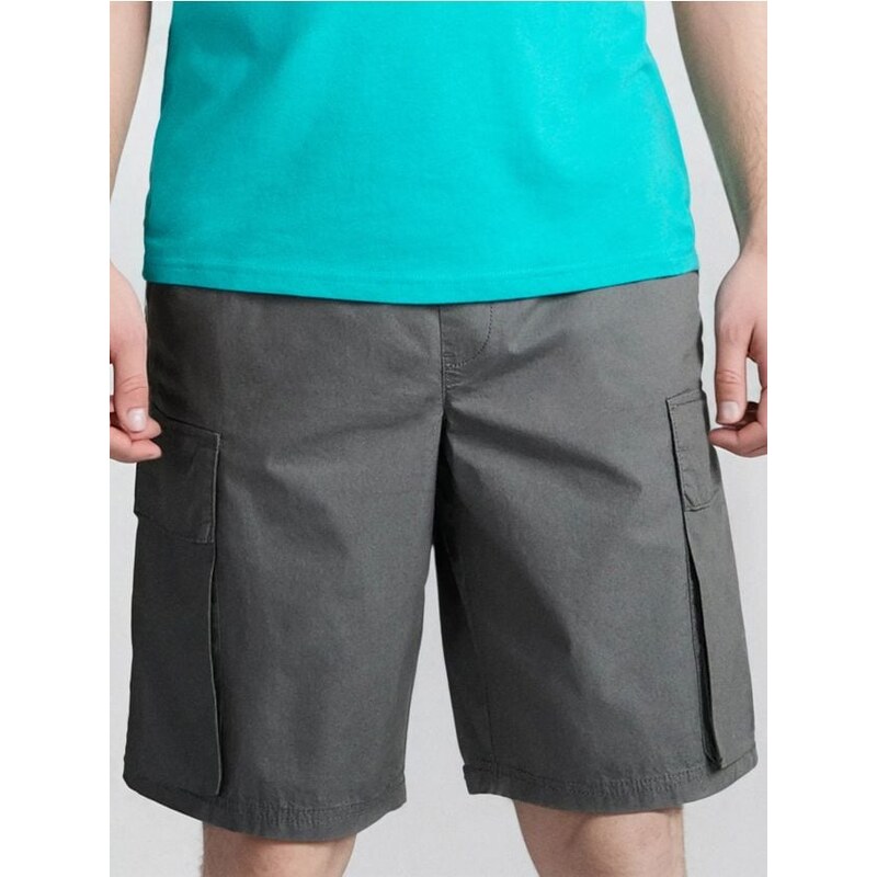 Sinsay - Bavlnené cargo kraťasy - tmavosivá 65741098