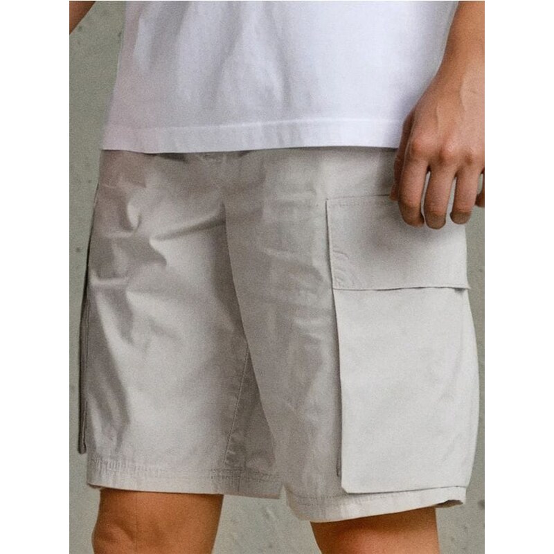 Sinsay - Bavlnené cargo kraťasy - telová 65741097