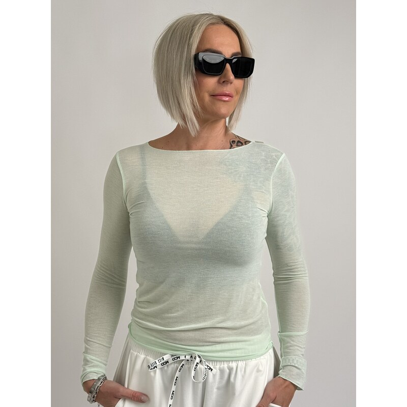 Voga Móda Mintové tričko s kašmírom CASH 64210614