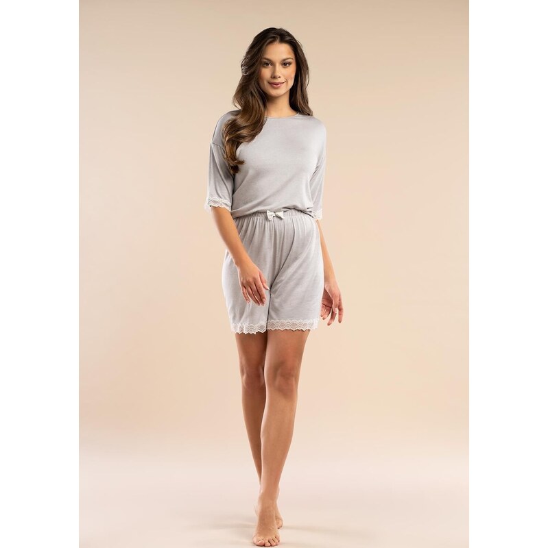 Belle Reverie Dámske krátke viskózové pyžamo s čipkou The Promise MK 64210779