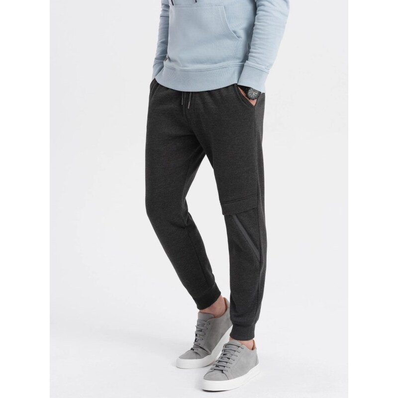 Ombre Clothing Grafitové tepláky s trendy prešívaním V2 PASK-0147 64221890