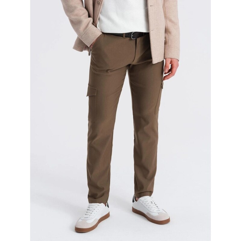 Ombre Clothing Olivové pánske cargo nohavice V2 PACG-0178 64223676