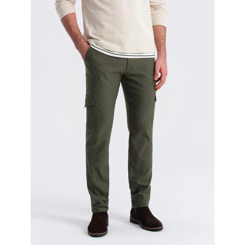 Ombre Clothing Zelené pánske cargo nohavice V1 PACG-0178 64223675