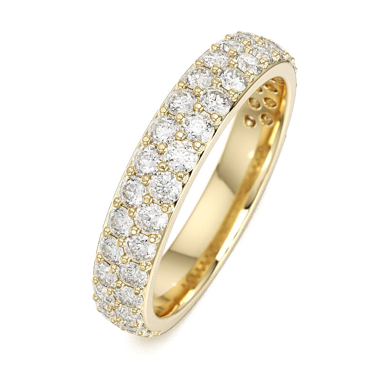 Dámska obrúčka zo žltého zlata so zirkónmi – 3,5 mm,dvojradový dizajn 64224603