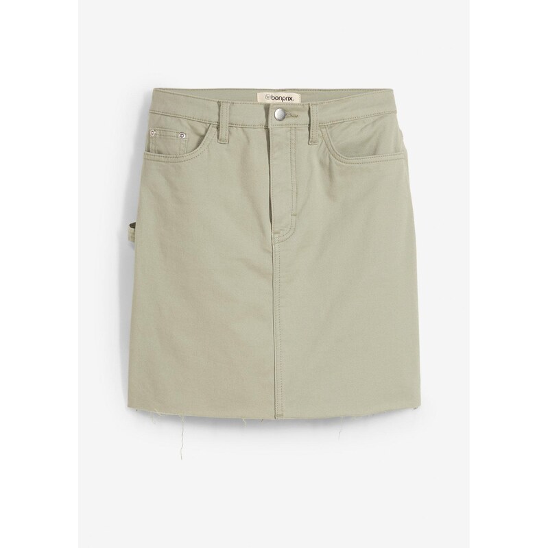 bonprix Mini sukňa z elastického bavlneného mixu, farba zelená 64226182