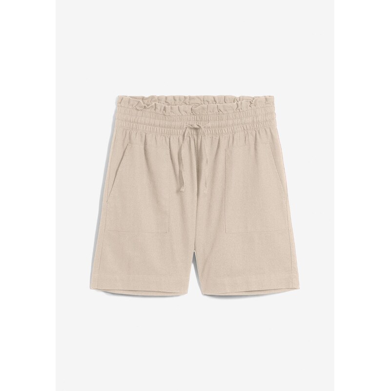 bonprix Plátené šortky, farba béžová 64226256