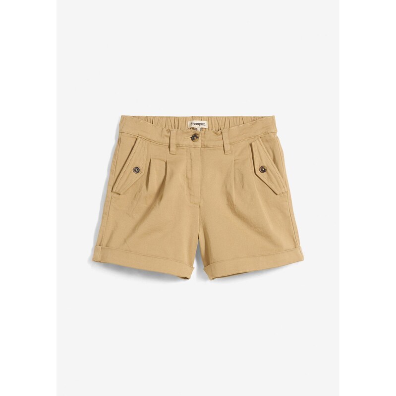 bonprix Twillové šortky s vysokým pásom, farba béžová 64226296