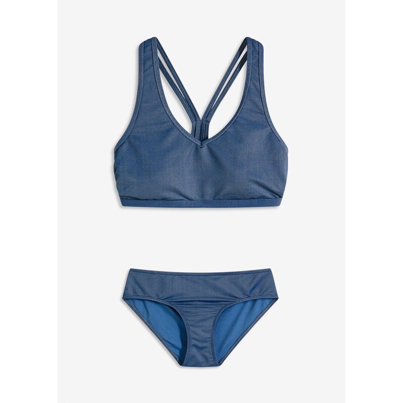 bonprix Bikiny bustier, v džínsovom vzhľade (2-dielne), farba modrá 64226301