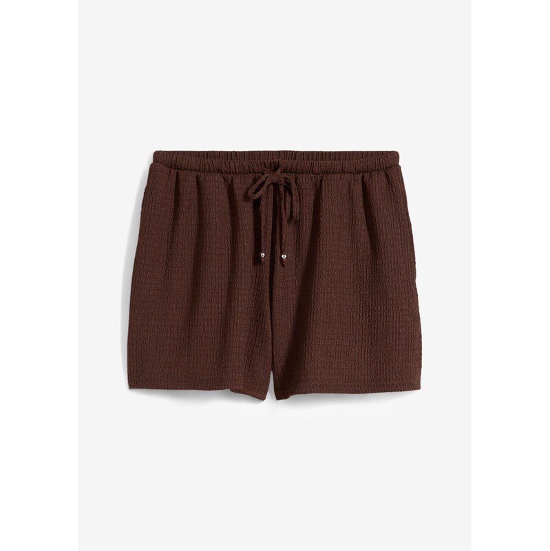 bonprix Šortky bez zapínania zo štruktúrovaného krepu, farba hnedá 64226306
