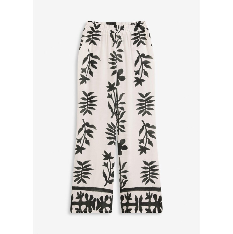 bonprix Nohavice z padavej viskózy, s potlačou, farba biela 64226359