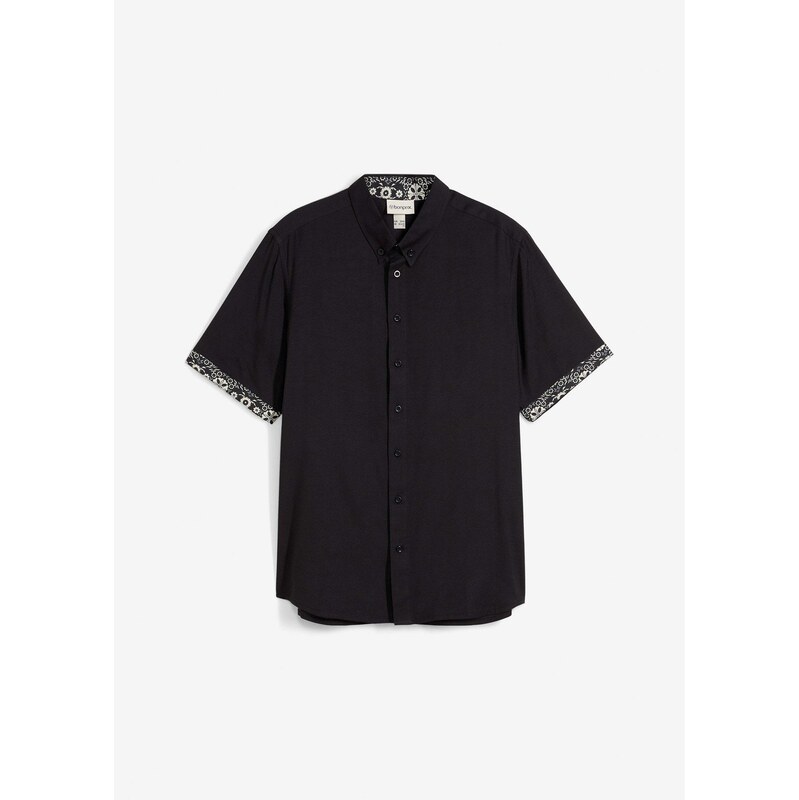 bonprix Košeľa s krátkym rukávom, Slim Fit, farba čierna 64226398