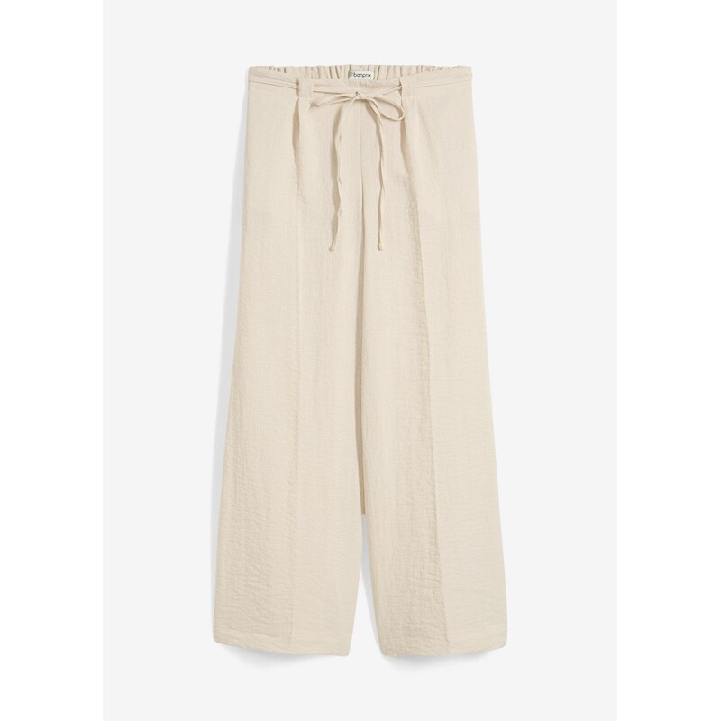 bonprix Nohavice Culotte z padavého viskózového mixu, farba béžová 64226407