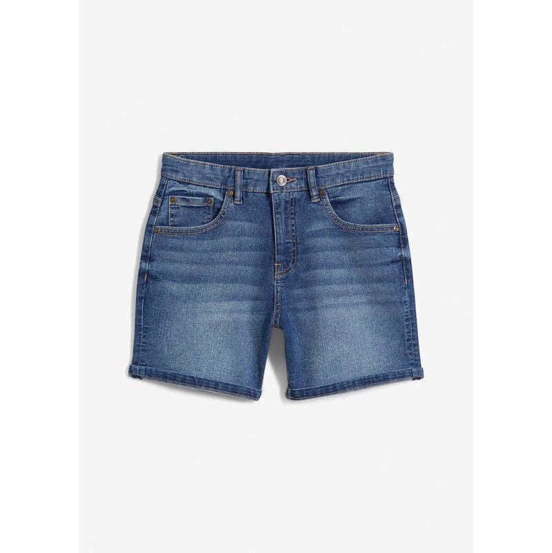 bonprix Džínsové bermudy, Mid Waist, farba modrá 64226487