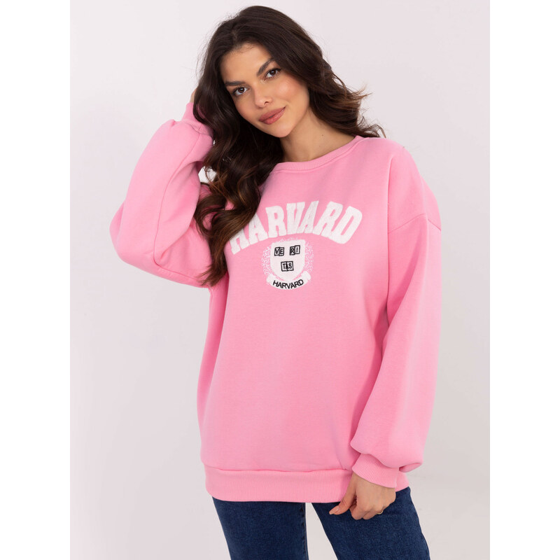 BASIC Ružová dámska zateplená mikina bez kapucne EM-BL-617-16.01X-pink 61779935