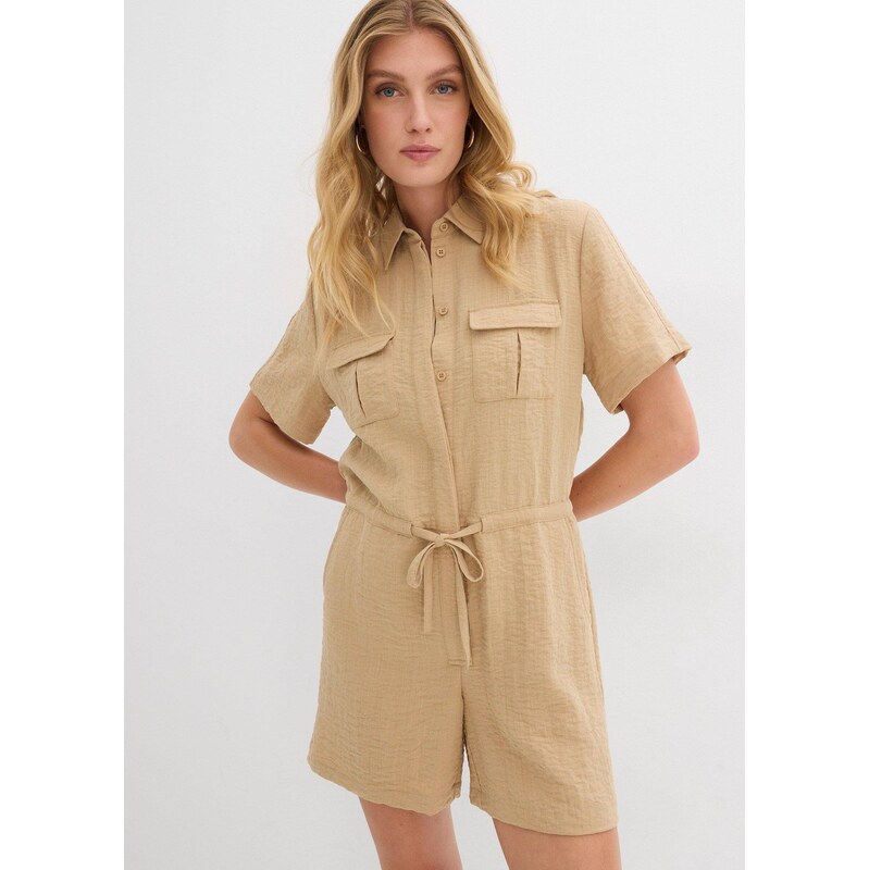 bonprix Overal z jemného viskózového mixu, farba béžová 64226244