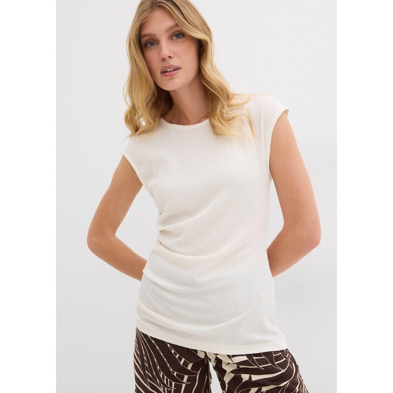 bonprix Tričko zo štruktúrovaného krepu, farba biela 64226280