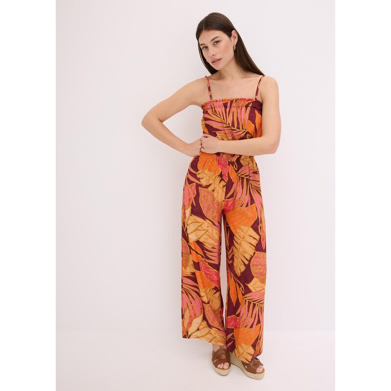 bonprix Overal s potlačou z padavej viskózy, farba hnedá 64226385