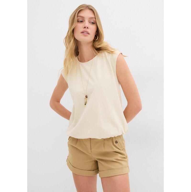 bonprix Tričko s elastickým pásom, farba béžová 64226409
