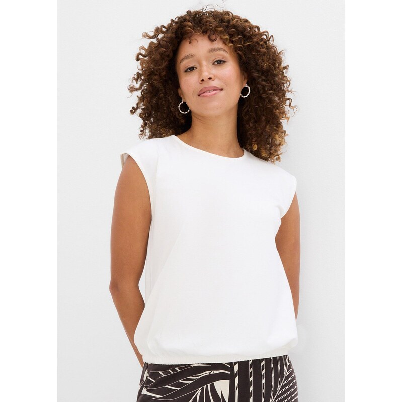 bonprix Tričko s elastickým pásom, farba biela 64226411