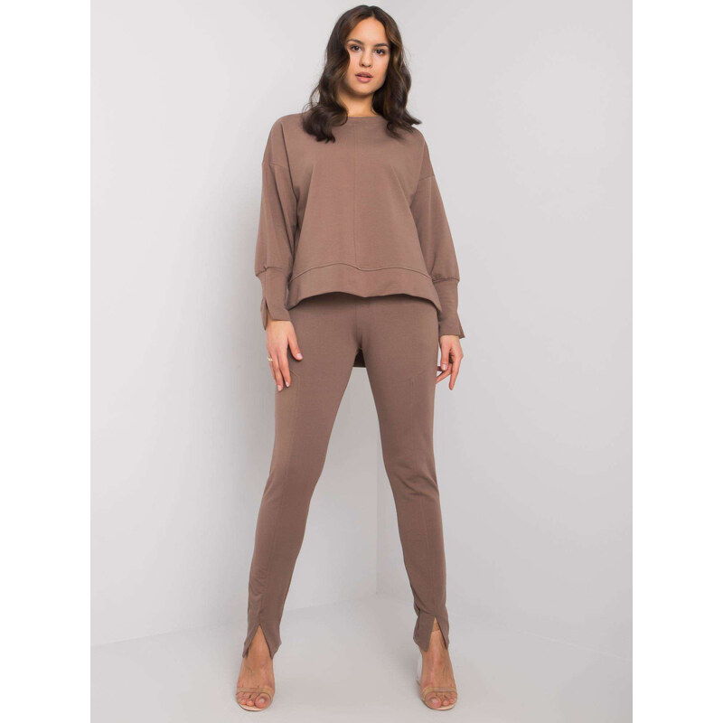 RUE PARIS Hnedá dámska tepláková súprava RV-KMPL-7333.02-brown 57948736