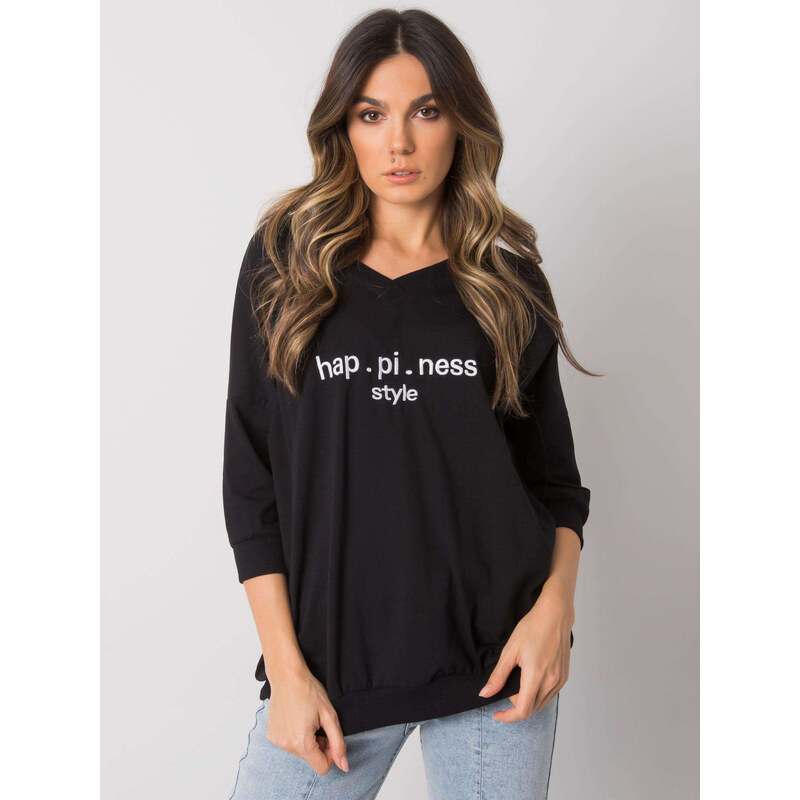 RUE PARIS Čierna dámska mikina s nápisom RV-BL-7328.19-black 57948728