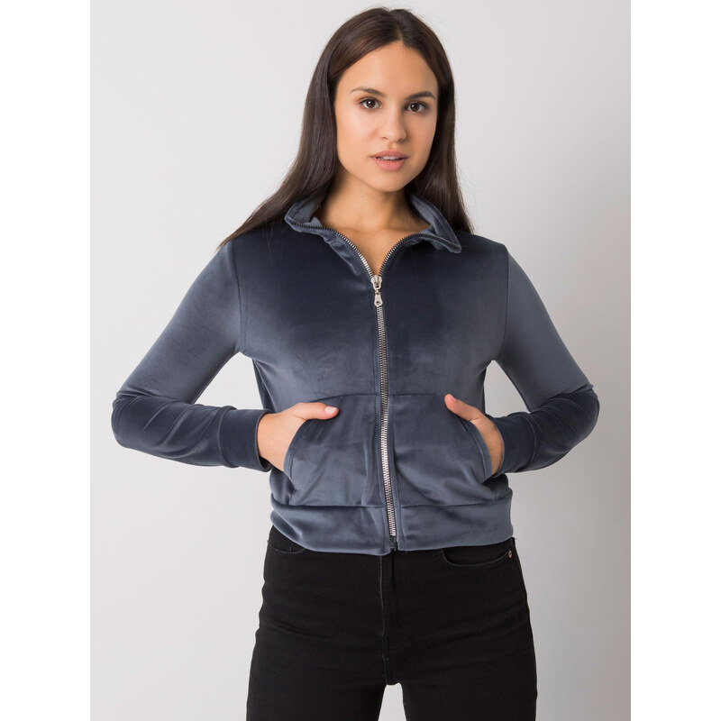 RUE PARIS Tmavo sivá velúrová mikina Charlie RV-BL-7303.98P-dark grey 57948759