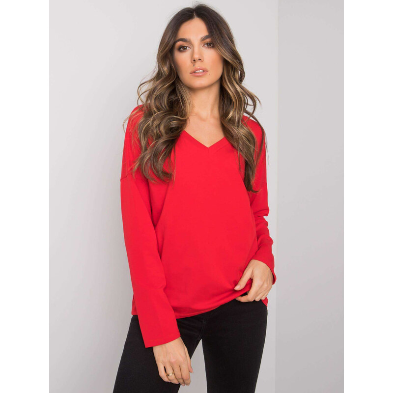 RUE PARIS Červené dámske tričko s výstrihom na chrbte RV-BZ-7315.39X 57948868