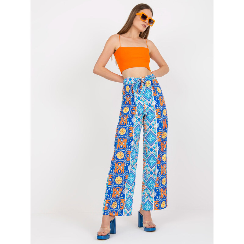 ITALY MODA Modré vzorované nohavice DHJ-SP-13587.66P-blue 57950452