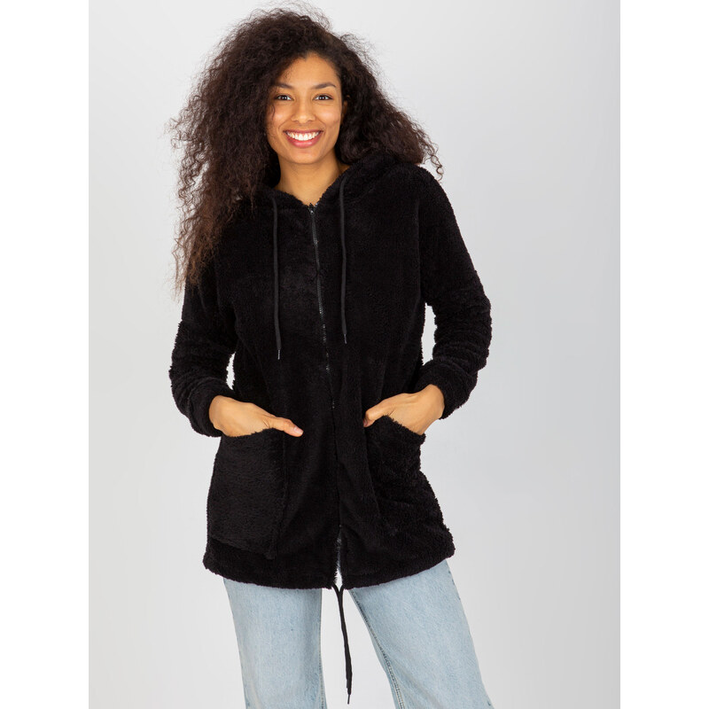 RUE PARIS Čierna teddy mikina RV-BL-8435.96P-black 57952571