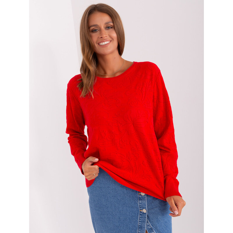ITALY MODA Červený sveter so vzorom -AT-SW-2231A.00P-red 57952979
