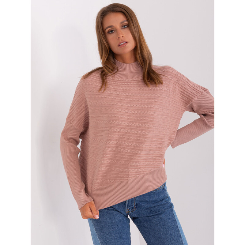 ITALY MODA Ružový asymetrický sveter AT-SW-2368.36X-dark pink 57952986