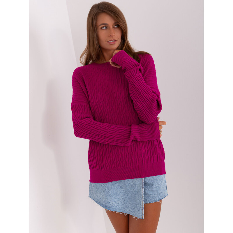 ITALY MODA Fuchsiový vzorovaný sveter SARA -AT-SW-2338.14P-purple 57952992