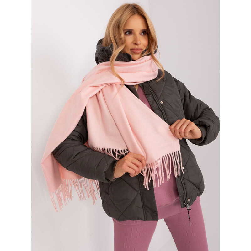 ITALY MODA Svetloružový šál so strapcami -AT-SZ-23185.90P-light pink 57953271