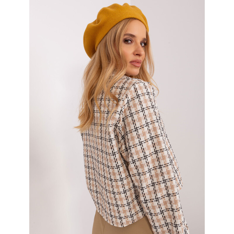 ITALY MODA Tmavožltý štýlový baret AT-SK-231305.85P-dark yellow 57953264