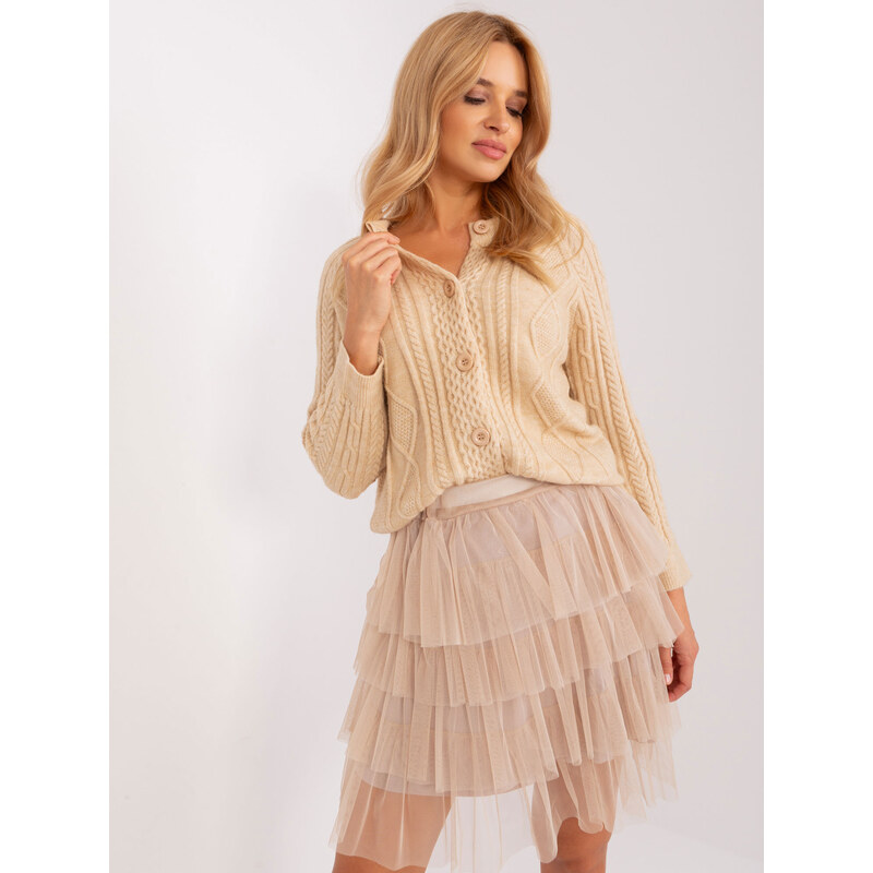 ITALY MODA Béžový vzorovaný sveter na gombíky AT-SW-2346-2.99P-beige 57953304