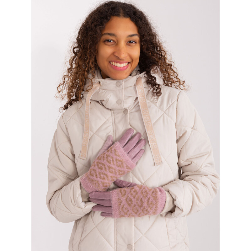 ITALY MODA Ružové vzorované rukavice AT-RK-2310.61-pink 57954427